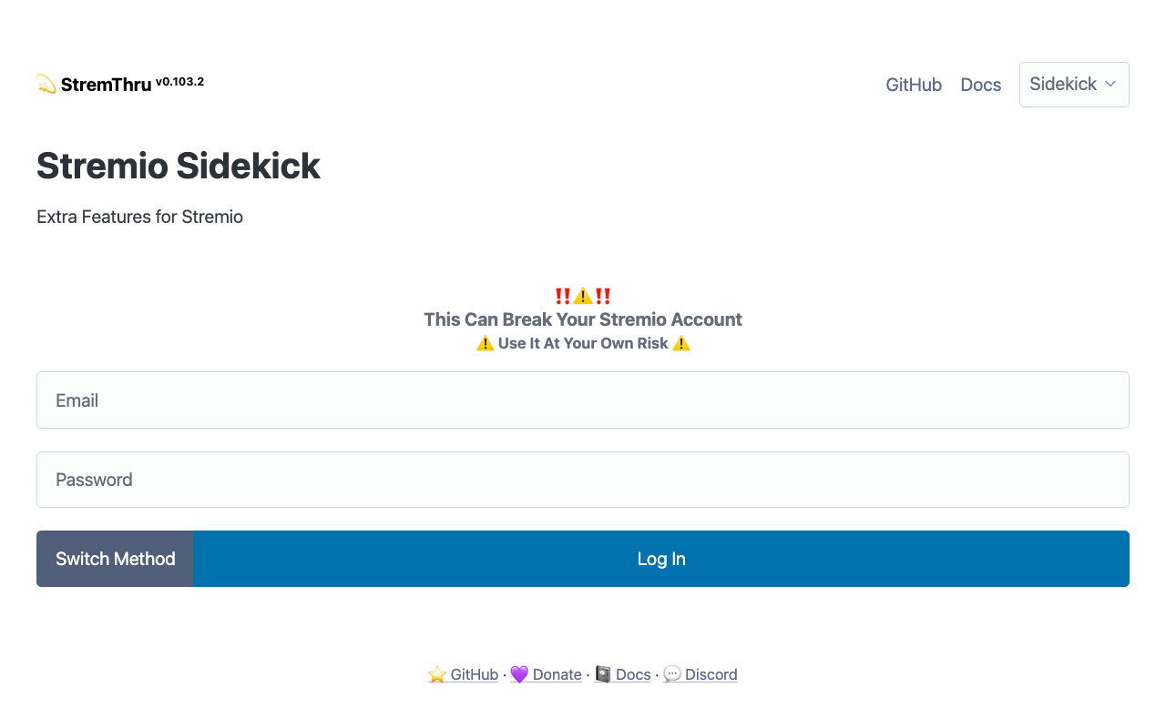StremThru Sidekick com o Install URL do AIOMetadata pronto a instalar
